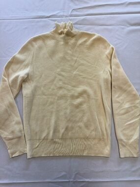 J. Crew Ruffle Collar Turtleneck Sweater Merino Wool Blend Cream Size S